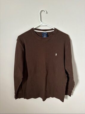 Polo by Ralph Lauren Brown Long-Sleeve Waffle Crew